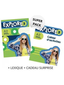 SUPER PACK EXPLORE 3 (Livre de l' eleve + Cahier d' Activitates  + LEXIQUE + DELF SCOLAIRE & JUNIOR A2 + CADEAU SURPRISE)